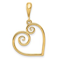 14K Polished Swirl Heart Pendant view 1