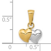 14K and White Rhodium Double Heart Pendant view 3