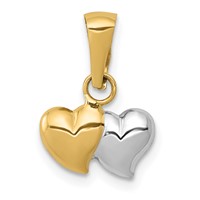 14K and White Rhodium Double Heart Pendant view 1