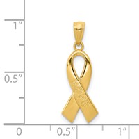 14K Polished Hope Awareness Ribbon Pendant view 3