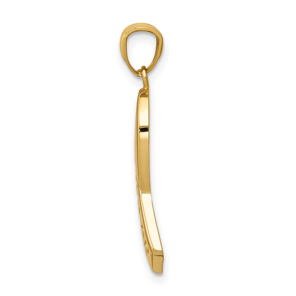 14k Gold Polished SURVIVOR Ribbon Pendant (YC1233)