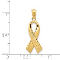 14K Yellow Gold Polished Survivor Awareness Ribbon Pendant view 3