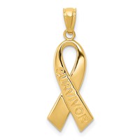 14K Yellow Gold Polished Survivor Awareness Ribbon Pendant view 1