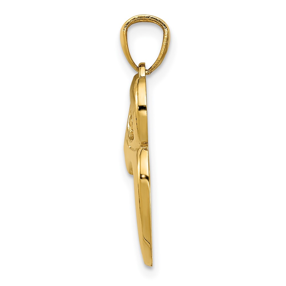 14k Gold Polished Cut-out Owl Pendant (YC1241)