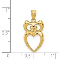 14K Yellow Gold Polished Cut-out Owl Pendant view 3