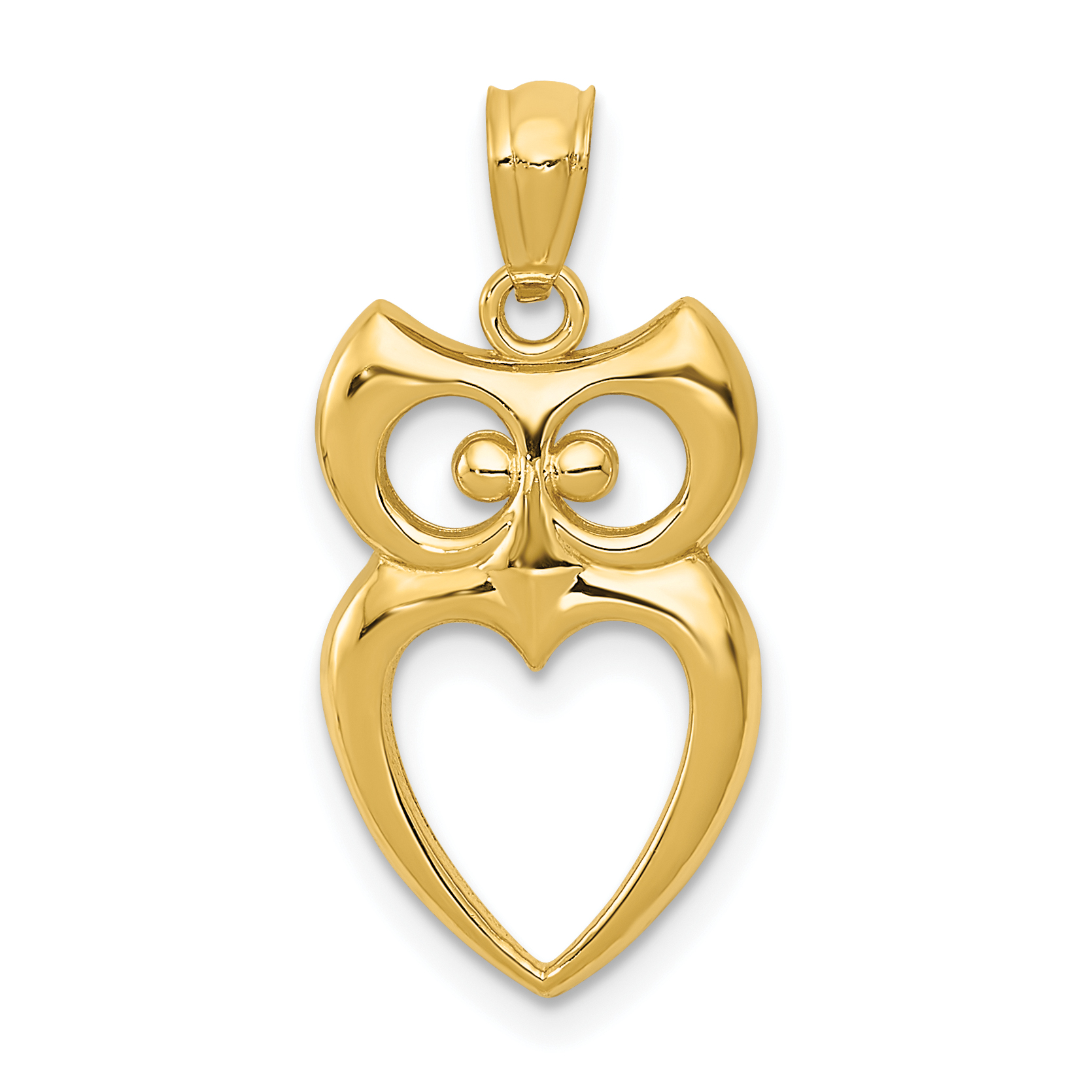 14k Gold Polished Cut-out Owl Pendant (YC1241)