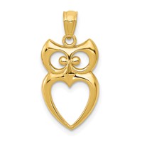 14K Yellow Gold Polished Cut-out Owl Pendant view 1