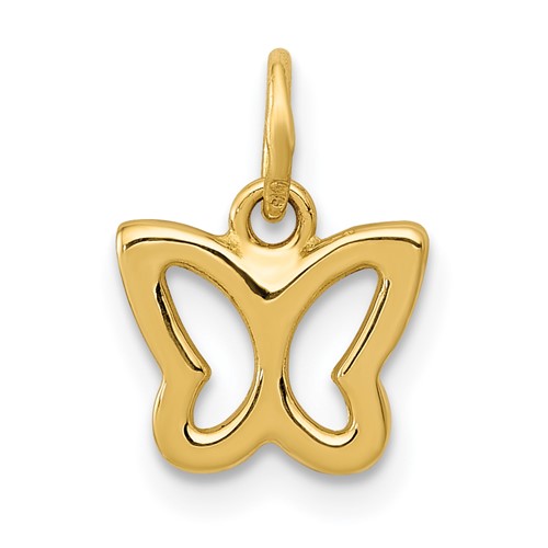 14K Yellow Gold Polished Butterfly Pendant