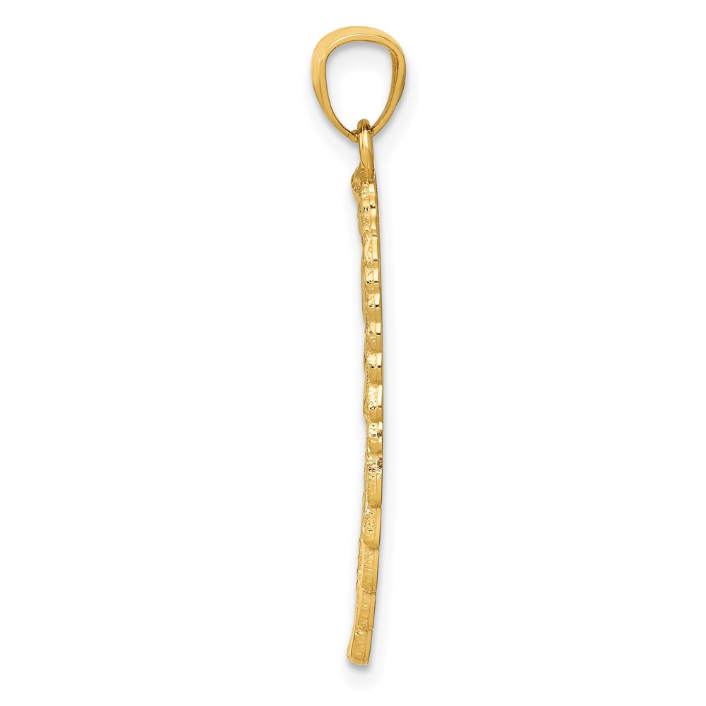 14K Gold Polished and Textured Angel Wing Pendant (YC1243)