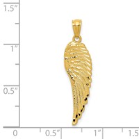14K Yellow Gold Polished and Textured Angel Wing Pendant view 3