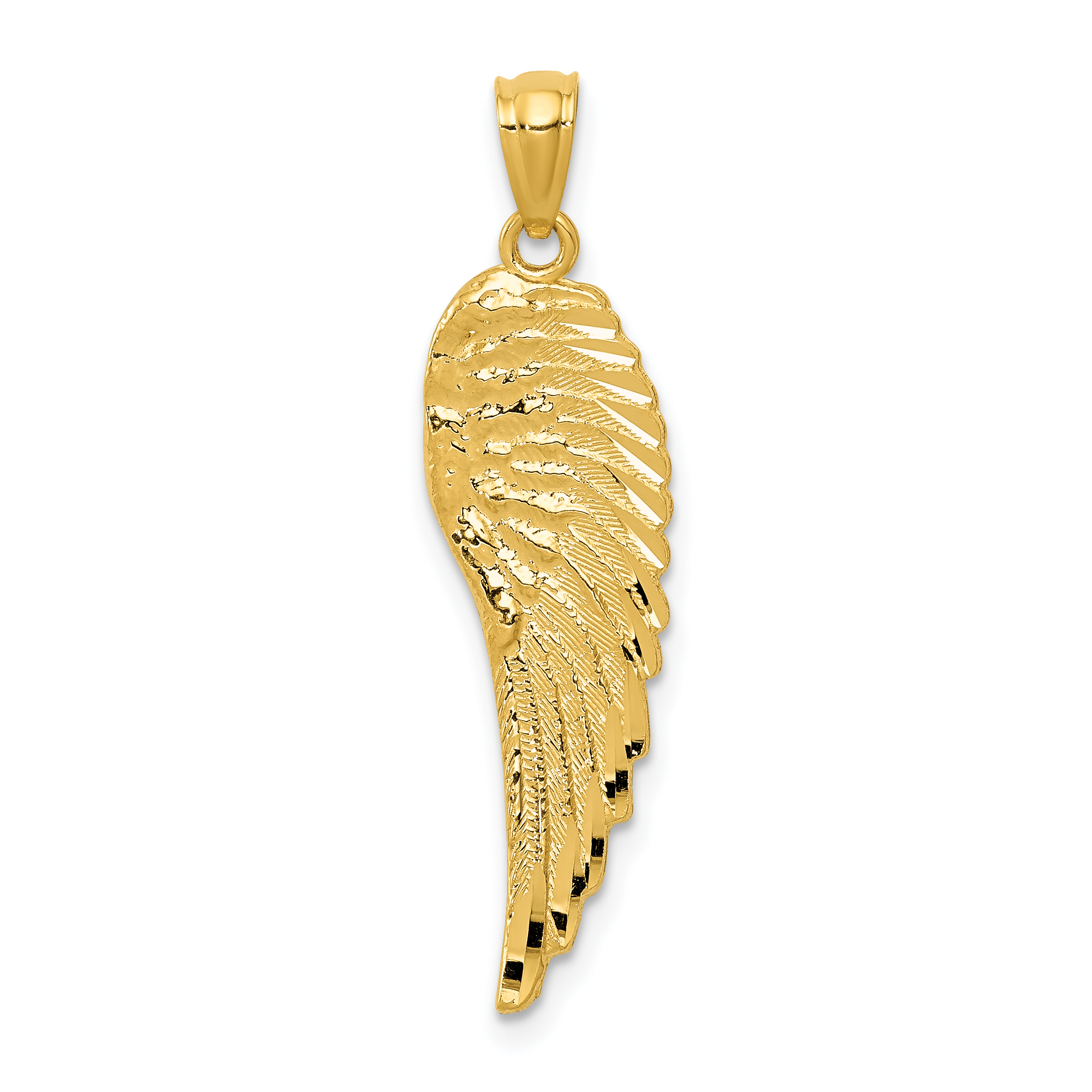 14K Gold Polished and Textured Angel Wing Pendant (YC1243)