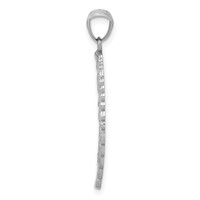 14K White Gold Polished and Textured Angel Wing Pendant view 2