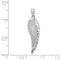 14K White Gold Polished and Textured Angel Wing Pendant view 3