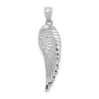14K White Gold Polished and Textured Angel Wing Pendant view 1