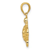 14K Gold Polished and Textured Diamond-cut Turtle Pendant view 2