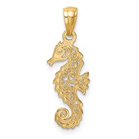 14K Yellow Gold Gold Polished Filigree Seahorse Pendant view 4