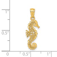 14K Yellow Gold Gold Polished Filigree Seahorse Pendant view 3