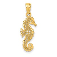 14K Yellow Gold Gold Polished Filigree Seahorse Pendant view 1