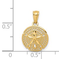 14K Yellow Gold Gold Polished Filigree Sand Dollar Pendant view 3