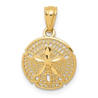 14K Yellow Gold Gold Polished Filigree Sand Dollar Pendant view 1