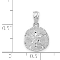 14K White Gold Polished and Textured Sand Dollar Pendant view 3