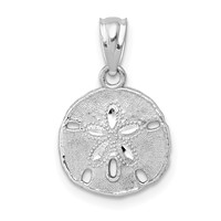 14K White Gold Polished and Textured Sand Dollar Pendant view 1