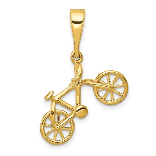 14kt Yellow Gold Polished 3-D Bicycle Pendant