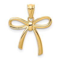 14K Yellow Gold Gold Polished Small Ribbon Bow Pendant view 1