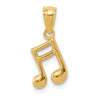 14K Yellow Gold Gold Polished Music Note Pendant view 1