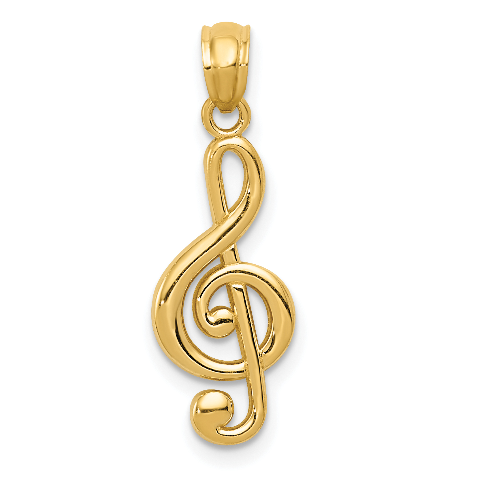 14k Gold Polished Treble Clef Pendant (YC1261)