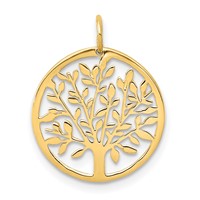 14K Yellow Gold Round Tree Pendant view 1