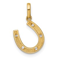 14K Yellow Gold CZ Horseshoe Pendant view 4