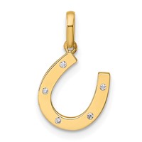 14K Yellow Gold CZ Horseshoe Pendant view 1