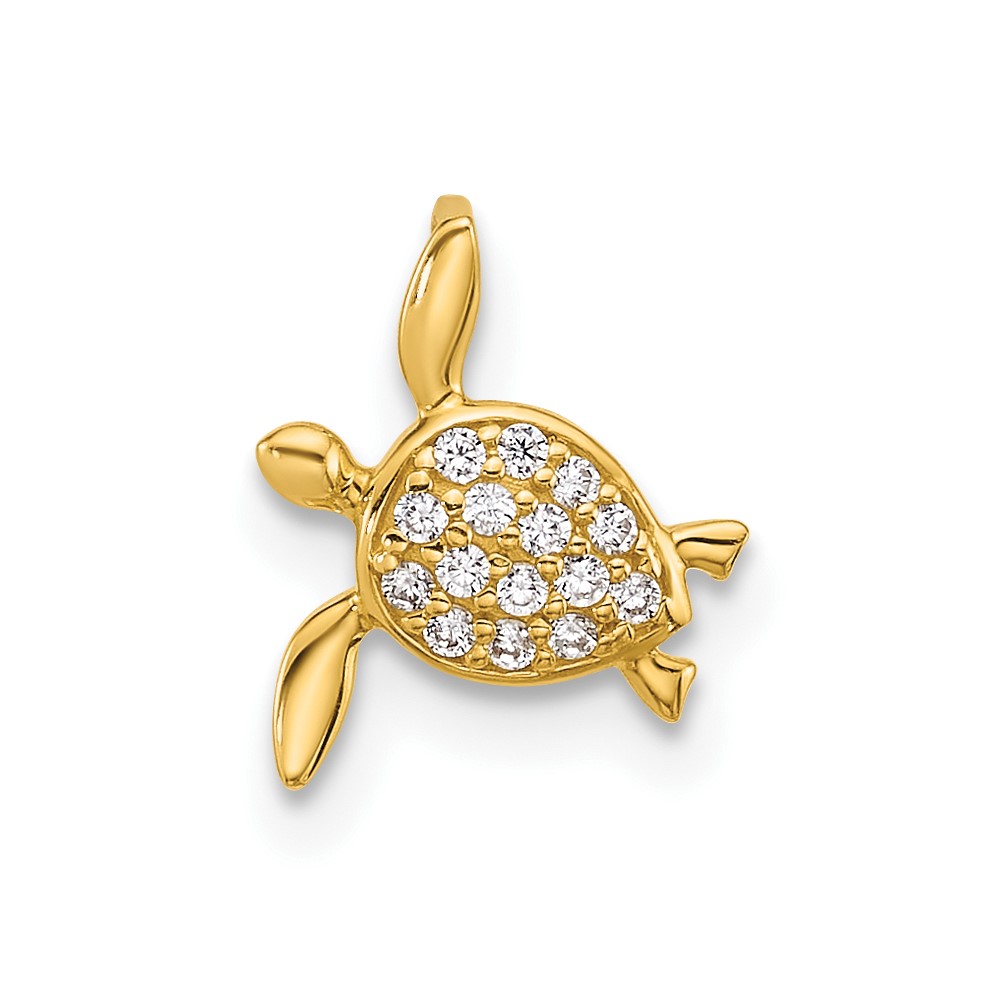 14K CZ Sea Turtle Chain Slide