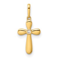 14K Yellow Gold CZ Cross Pendant view 1