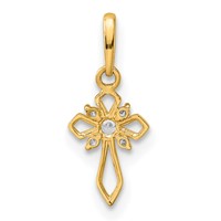 14K Yellow Gold Fancy CZ Cross Pendant view 4