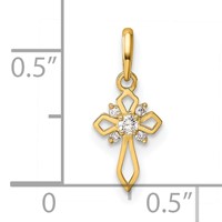 14K Yellow Gold Fancy CZ Cross Pendant view 3