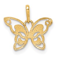 14K Yellow Gold Polished CZ Butterfly Pendant view 4