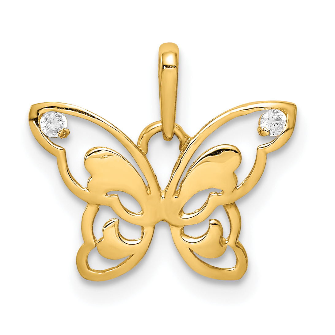 14k Polished CZ Butterfly Pendant (YC1304)