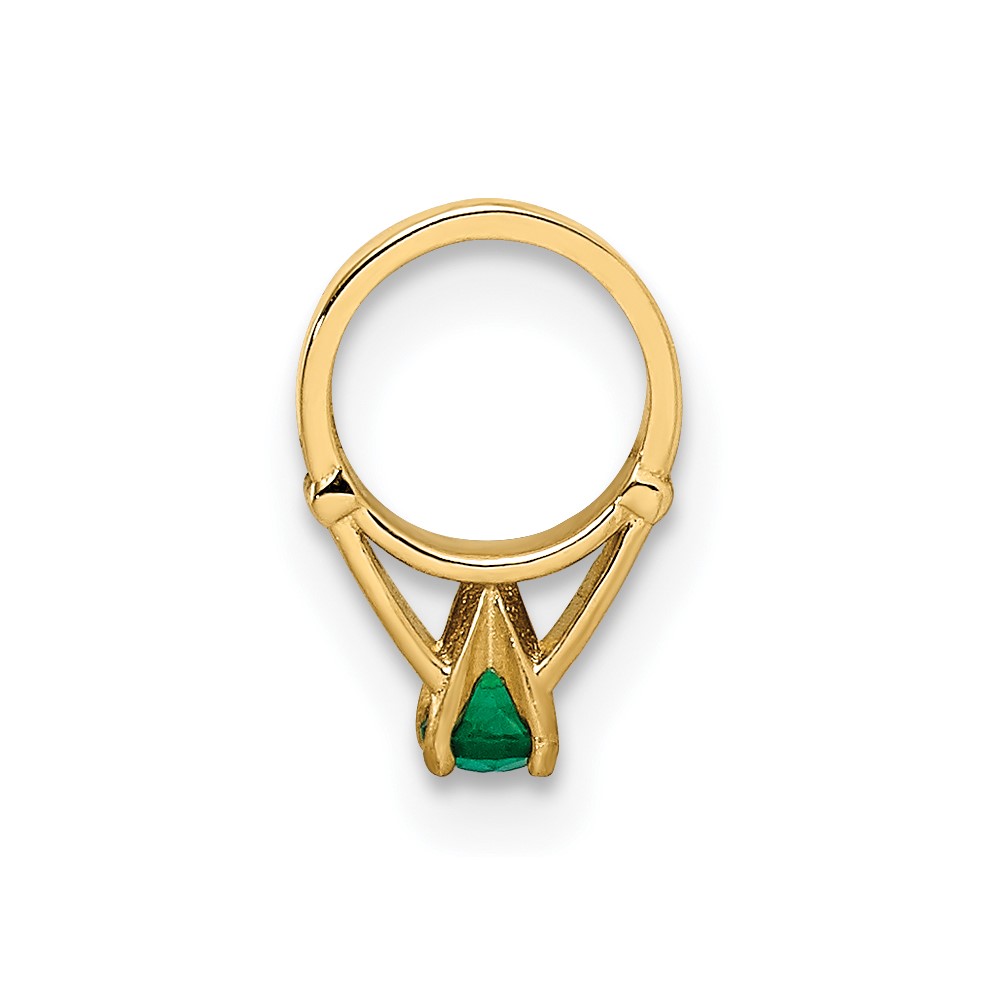 14K 3D Ring with Dark Green Glass Stone Charm (YC1331)