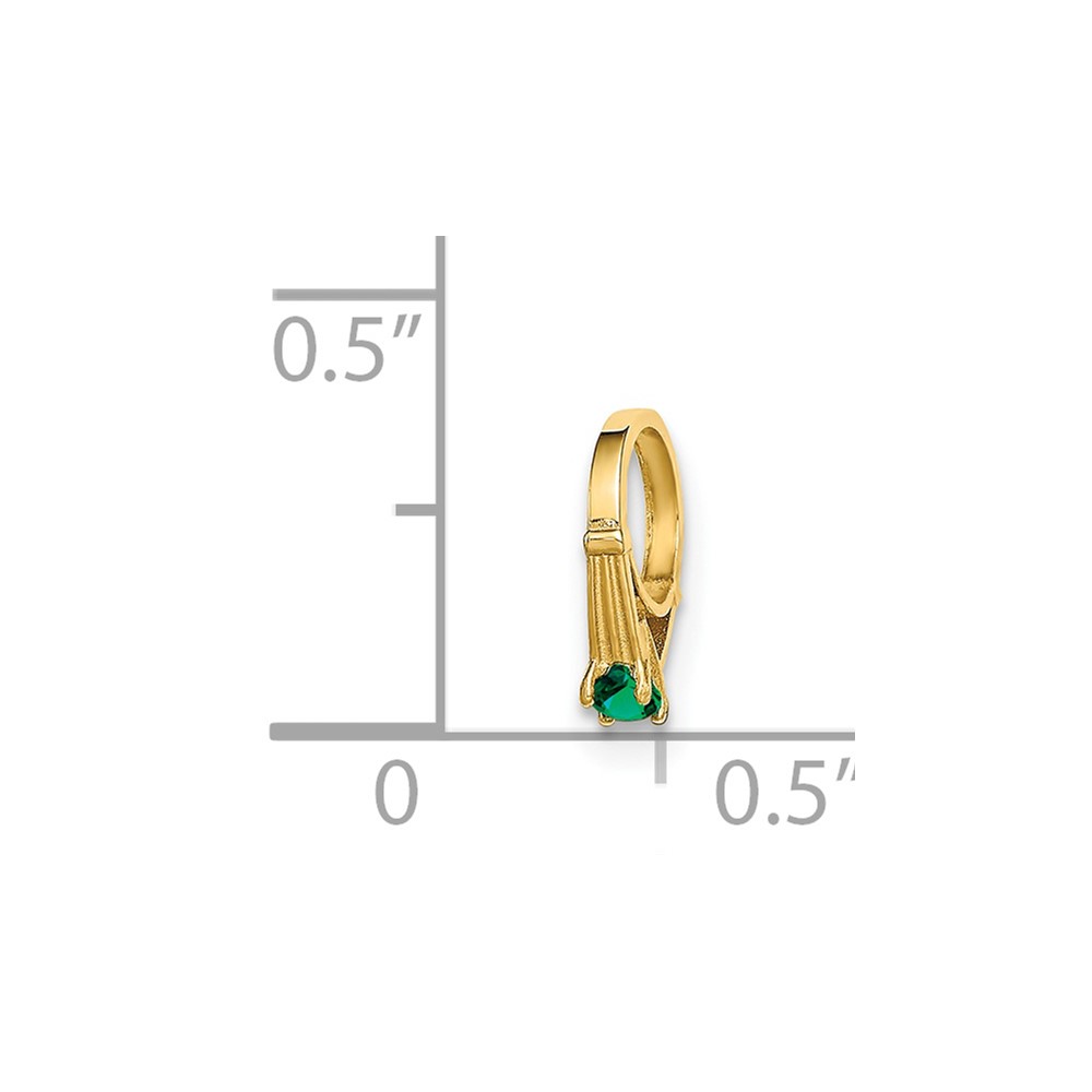 14K 3D Ring with Dark Green Glass Stone Charm (YC1331)