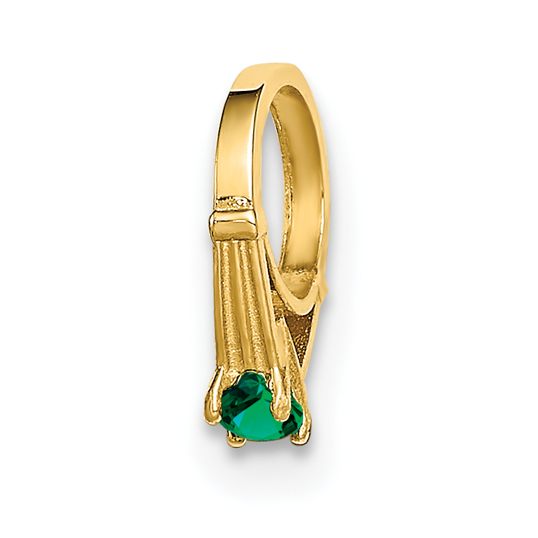 14K 3D Ring with Dark Green Glass Stone Charm (YC1331)