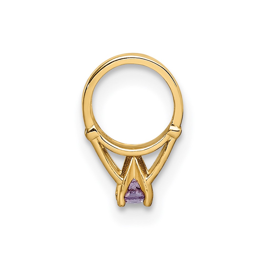14K 3D Ring with Dark Purple CZ Charm (YC1334)