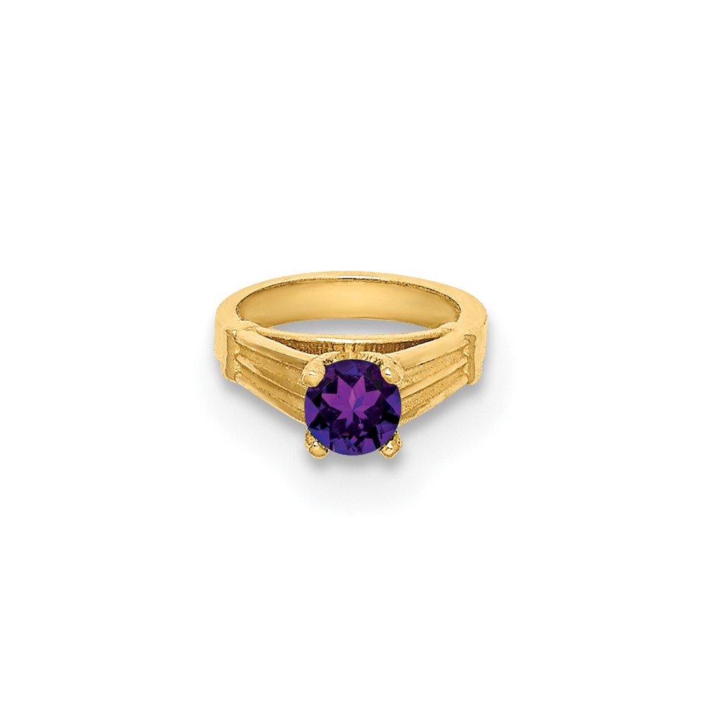 14K 3D Ring with Dark Purple CZ Charm (YC1334)