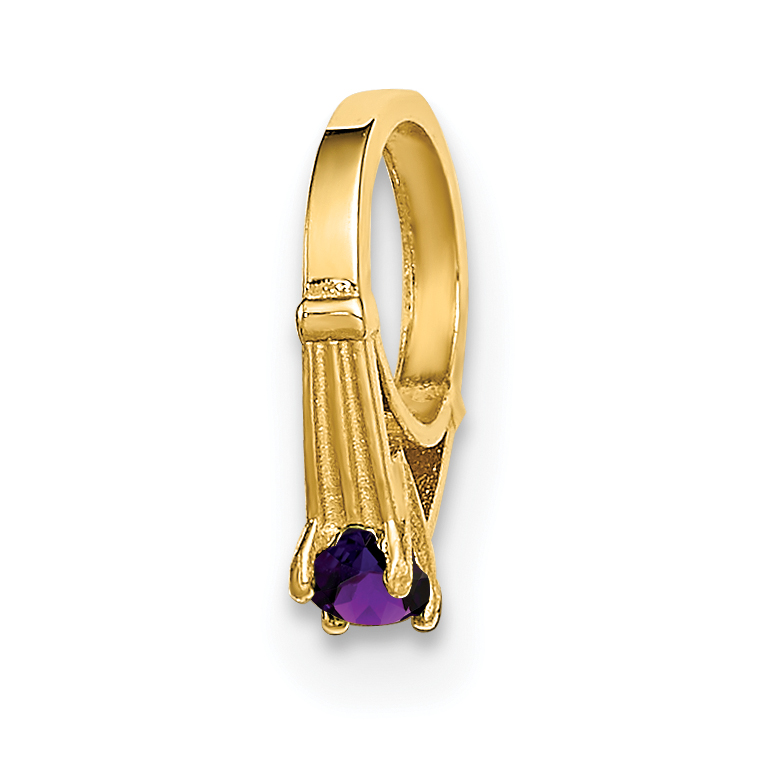 14K 3D Ring with Dark Purple CZ Charm (YC1334)