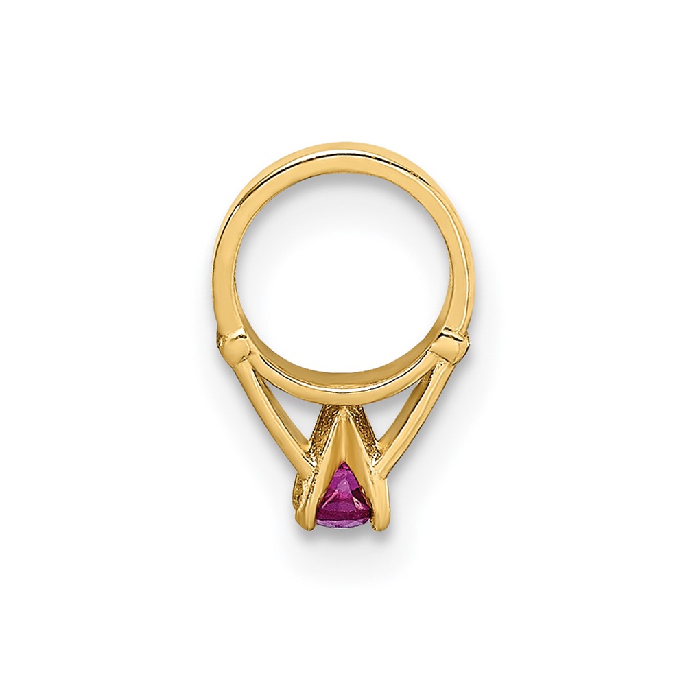 14K 3D Ring with Dark Pink CZ Charm (YC1337)