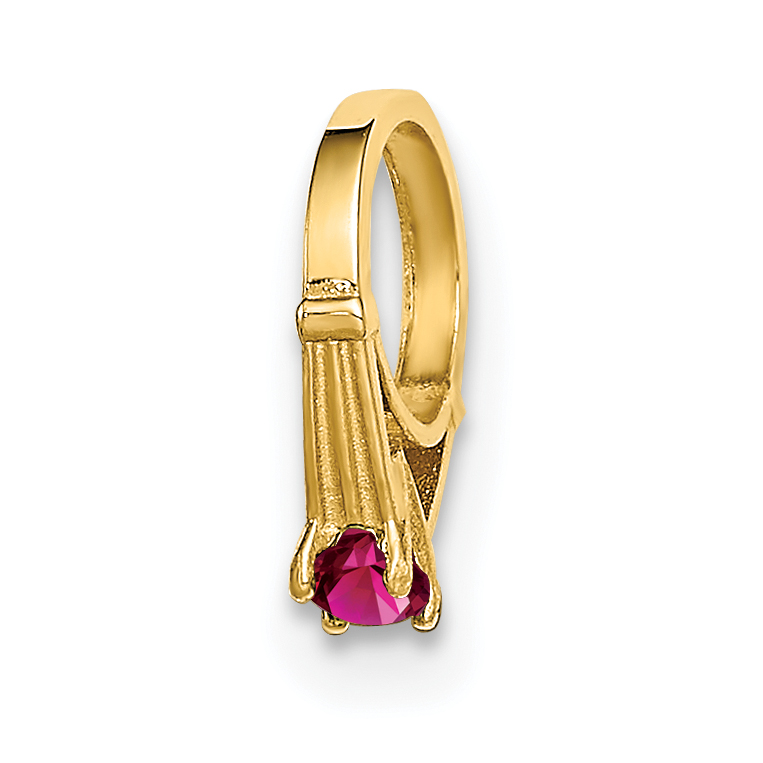 14K 3D Ring with Dark Pink CZ Charm (YC1337)