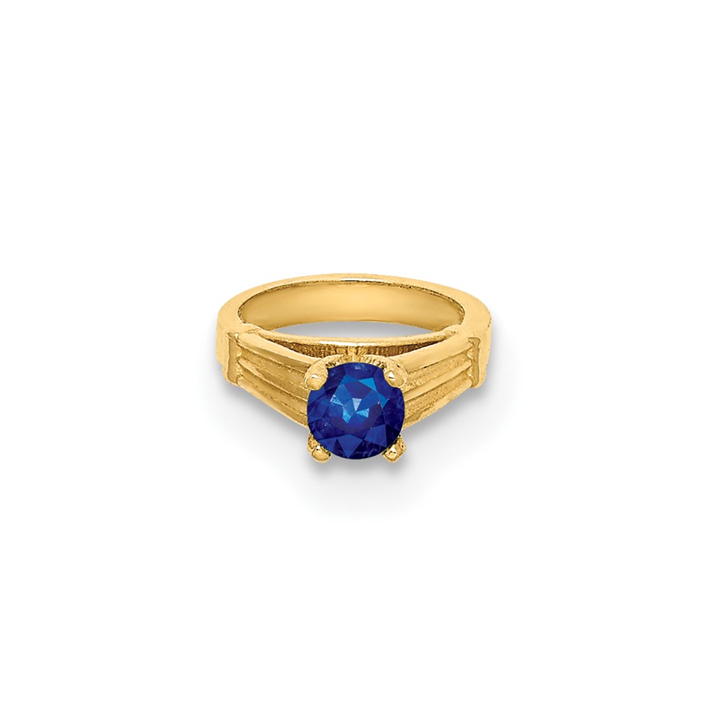 14K 3D Ring with Dark Blue Glass Stone Charm (YC1339)