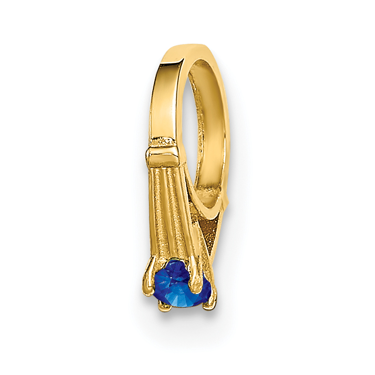 14K 3D Ring with Dark Blue Glass Stone Charm (YC1339)