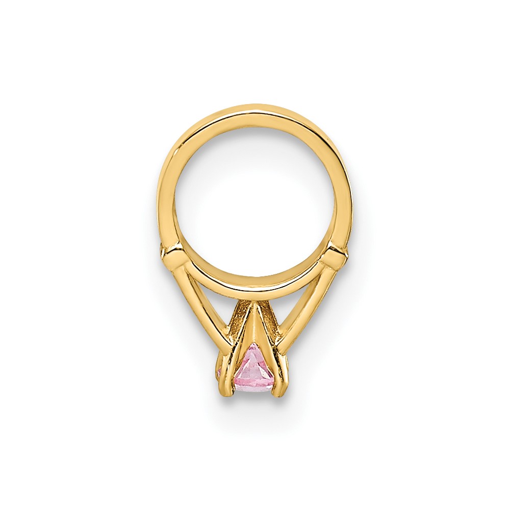 14K 3D Ring with Light Pink CZ Charm (YC1340)